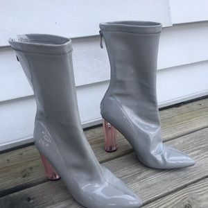 Gray plastic boots